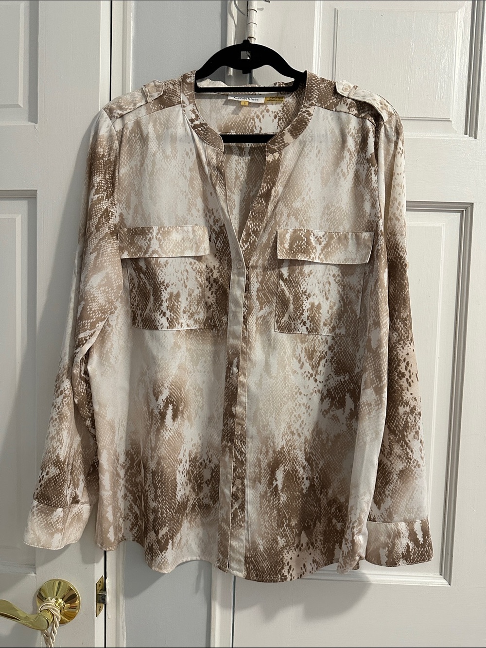 Calvin Klein Snake Print Button-Front Blouse